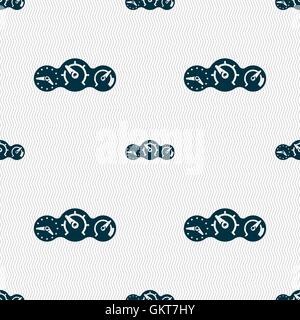 speed, speedometer icon sign. Seamless pattern with geometric texture. Vector Stock Vector