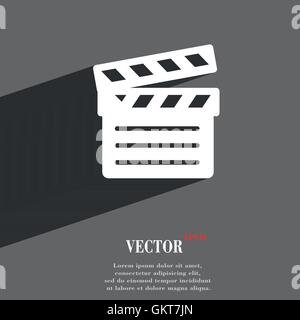 Cinema Clapper icon symbol Flat modern web design with long shadow and space for your text. Vector Stock Vector