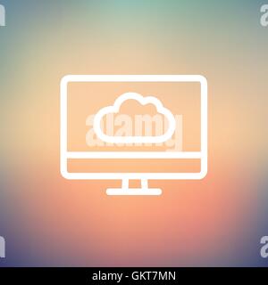Cloud computing thin line icon Stock Vector