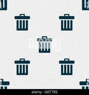 Recycle bin icon sign. Seamless pattern with geometric texture. Vector Stock Vector