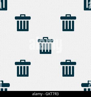Recycle bin icon sign. Seamless pattern with geometric texture. Vector Stock Vector