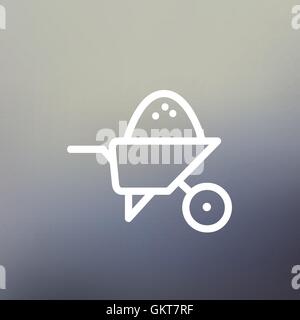 Wheelbarrow full of sand  thin line icon Stock Vector