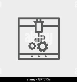 Three D printer thin line icon Stock Vector
