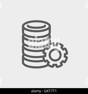Server with gear thin line icon Stock Vector