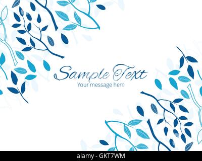 Vector blue forest horizontal double corners frame invitation te Stock Vector