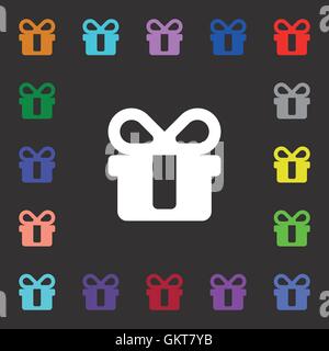 gift icon sign. Lots of colorful symbols for your design. Vector Stock Vector