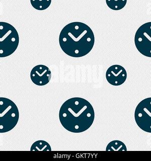 Mechanical Clock icon sign. Seamless pattern with geometric texture. Vector Stock Vector