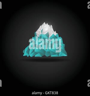 Iceberg icon on black background. Vector mountain logo sign. Stock Vector