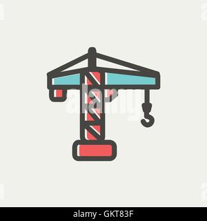 Crane machine line icon concept. Crane machine flat vector symbol, sign ...