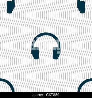 headsets icon sign. Seamless pattern with geometric texture. Vector Stock Vector