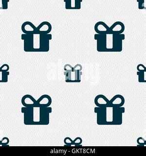 gift icon sign. Seamless pattern with geometric texture. Vector Stock Vector