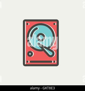 Hard disk thin line icon Stock Vector