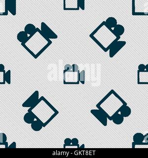 camcorder icon sign. Seamless pattern with geometric texture. Vector Stock Vector