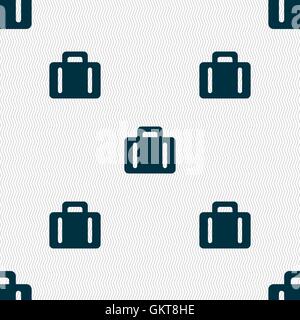 suitcase icon sign. Seamless pattern with geometric texture. Vector Stock Vector