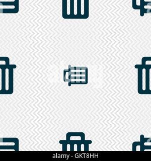 Recycle bin icon sign. Seamless pattern with geometric texture. Vector Stock Vector