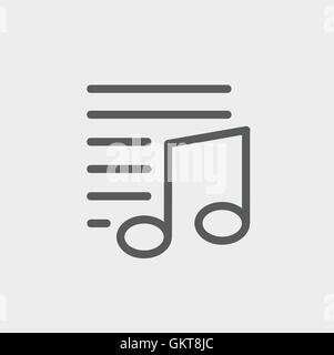 Musical note with lines thin line icon Stock Vector