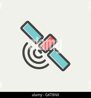 Space station thin line icon Stock Vector