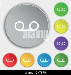 audio cassette icon sign. Symbol on five flat buttons. Vector Stock Vector