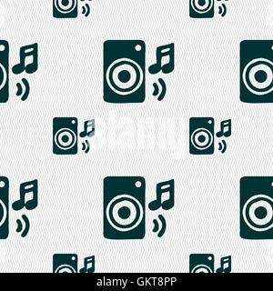 music column, disco, music, melody, speaker icon sign. Seamless pattern with geometric texture. Vector Stock Vector