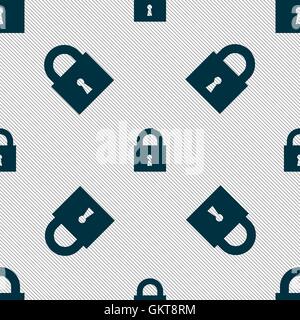 closed lock icon sign. Seamless pattern with geometric texture. Vector Stock Vector