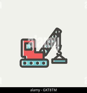Lifting crane trailer thin line icon Stock Vector