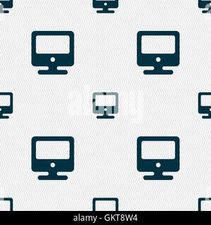 monitor icon sign. Seamless pattern with geometric texture. Vector Stock Vector
