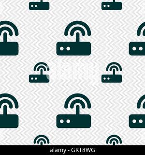 Wi fi router icon sign. Seamless pattern with geometric texture. Vector Stock Vector