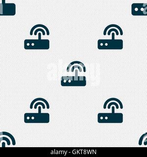 Wi fi router icon sign. Seamless pattern with geometric texture. Vector Stock Vector