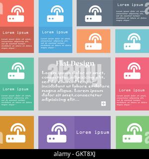 Wi fi router icon sign. Set of multicolored buttons with space for text. Vector Stock Vector