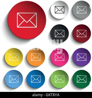 Mail Envelope Icon Circle Color Set Stock Vector