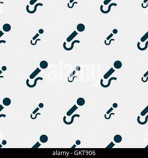 microphone icon sign. Seamless pattern with geometric texture. Vector Stock Vector