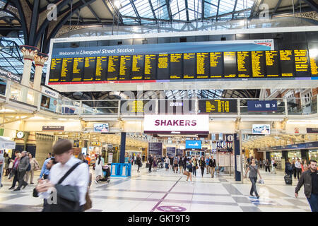 Concourse at Liverpool Street train station.Major transport hub and hub for Stansted Express. London.Rail,railway,travel, Stock Photo