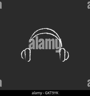 Headphone drawn in chalk Stock Vector