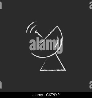 Radar satellite dish drawn in chalk Stock Vector