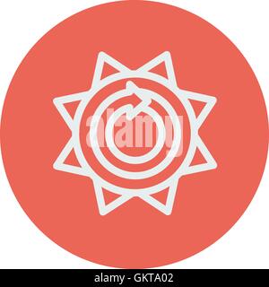 Sun with spiral arrow thin line icon Stock Vector