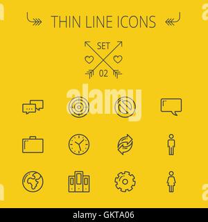 Technology thin line icon set Stock Vector