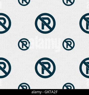 No parking icon sign. Seamless pattern with geometric texture. Vector Stock Vector