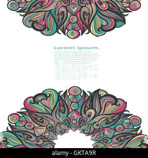 Curl abstract mandala pattern with multicolored waves. Vector illustration Stock Vector