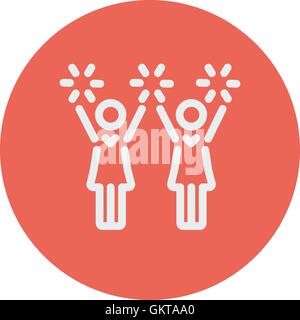 Cheerleaders thin line icon Stock Vector