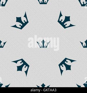 Crown icon sign. Seamless pattern with geometric texture. Vector Stock Vector