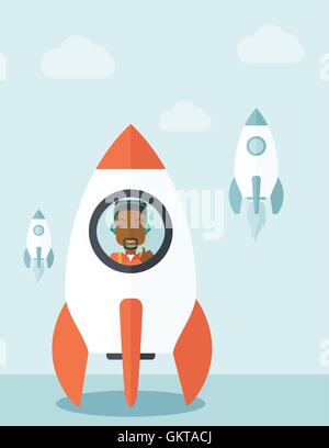 Black guy in On- line business start up Stock Vector