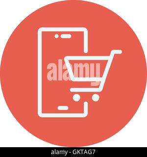 Shopping cart signboard thin line icon Stock Vector