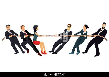 Tug of War Rope Pulling Business People Concept Stock Vector Image ...