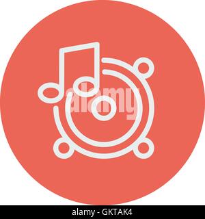 Music tambourine thin line icon Stock Vector