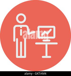 Businessman presentation thin line icon Stock Vector
