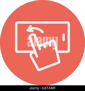 Hand browsing in cellphone thin line icon Stock Vector
