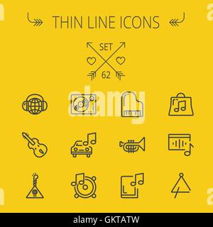 Music and entertainment thin line icon set Stock Vector