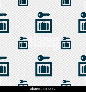Luggage Storage icon sign. Seamless pattern with geometric texture. Vector Stock Vector