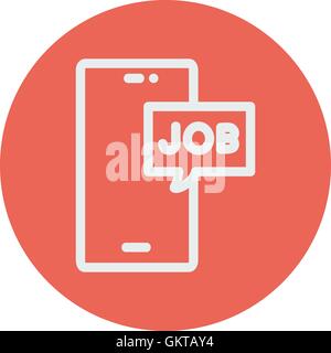 Smartphone with word job in a box thin line icon Stock Vector