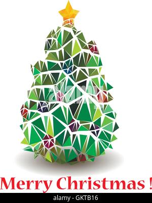 Stylized Christmas tree with yellow star. Stock Vector